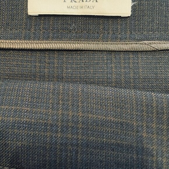 PRADA NAVY AND BROWN PLAID DOUBLE BREASTED BLAZER - SIZE 40 IT - Picture 2 of 12